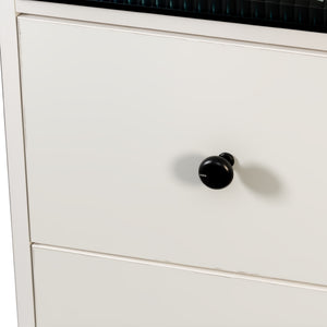 English Elm Elegant White Storage Cabinet – Modern Design With Glass Doors & Ample Space For Any Room Decor W331P298186