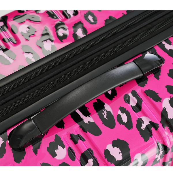 English Elm Hardshell Polycarbonate Luggage Set Three Piece Spinner Suitcases with Tsa Lock Hot Pink Leopard N732P218227H