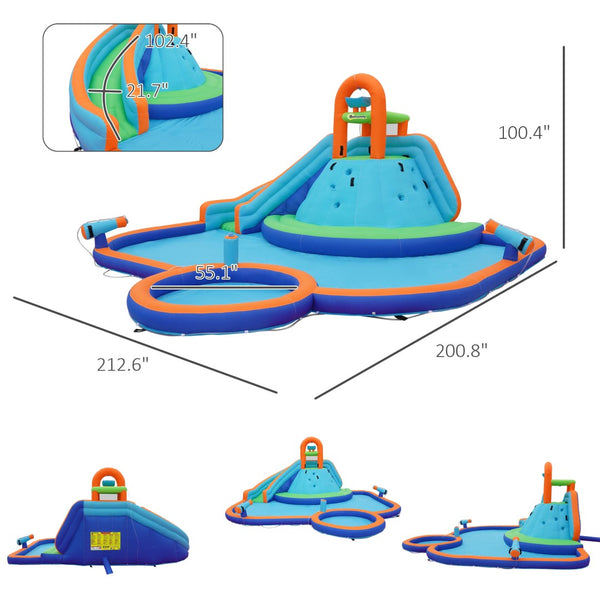 English Elm Outsunny 4-in-1 Inflatable Backyard Water Park with Slide Cannons and Splash Pool W2225P217313