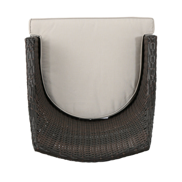 English Elm Christopher Knight Home® - HILLHURST Woven Rattan Outdoor Chair Set of 2 with Water-Resistant Cushions, Weatherproof Metal Frame Brown 61563.00MBRN