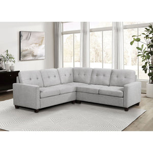 English Elm Creston Three Piece Fabric Sectional Sofa with Tufted Back and Track Arms Beige B062S01531