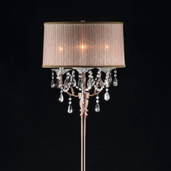 English Elm 62" Tall Floor Lamp "Rosie" - Glamorous Silvery-Pink Finish With Crystal Accents For Elegant Lighting B072116220