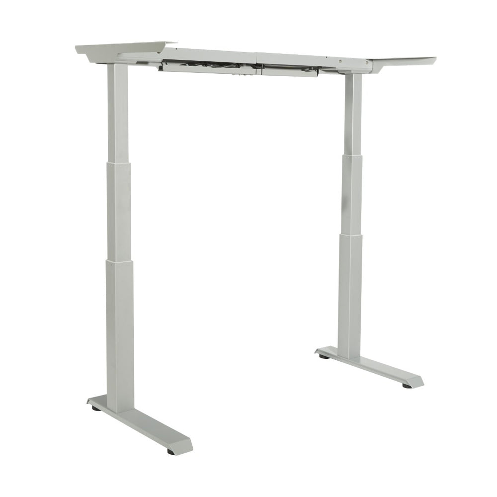 OSP Home Furnishings Electric Sit Stand Desk Base with Dual Motor Legs Whisper Quiet and Supports up to 250 Lb Silver A2EB322-SV