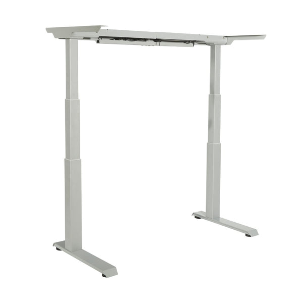 OSP Home Furnishings Electric Sit Stand Desk Base with Dual Motor Legs Whisper Quiet and Supports up to 250 Lb Silver A2EB322-SV