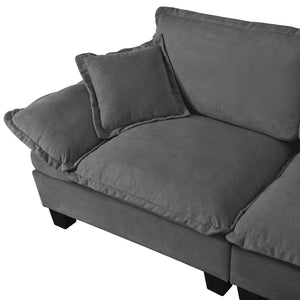 English Elm Modular U-shape Chenille Cloud Sectional with Sculptural Sailboat Arms Six Seats Grey W3163S00128