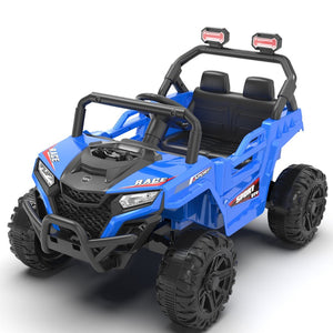 English Elm 12v Kids Electric Utv with 4-wheel Suspension Anti-collision Bar and 2-hour Battery Blue W1578P343327