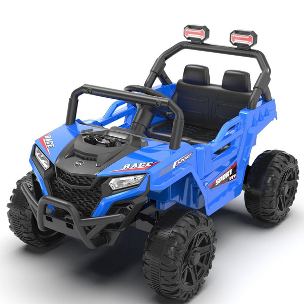 English Elm 12v Kids Electric Utv with 4-wheel Suspension Anti-collision Bar and 2-hour Battery Blue W1578P343327