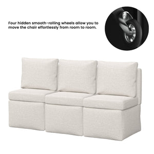 English Elm Armless Corduroy Accent Chair with Dense Cushion for Bedroom or Living Room T3623P430761