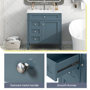 English Elm 30'' Modern Bathroom Vanity With Ceramic Sink, 3 Drawers & Cabinet Storage For Organized Elegance N710P206904M