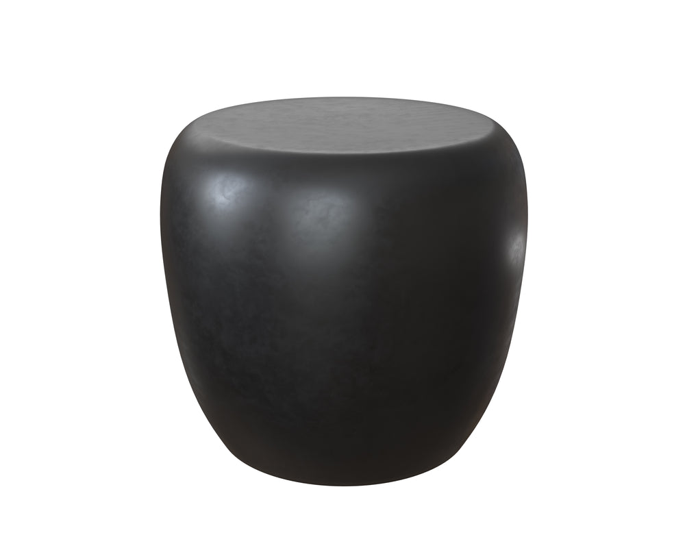Sunpan Iolite Contemporary Round End Table - Unique Natural Concrete Design for Indoor and Outdoor Spaces Black