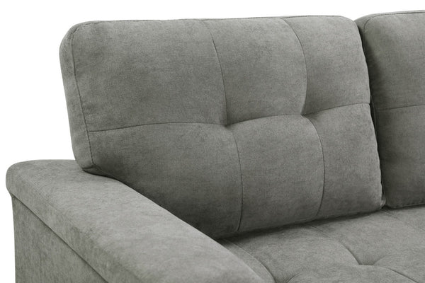 English Elm Jardin Reversible L-shaped Sectional Sleeper Sofa with Chaise Storage and Tufted Fabric Light Gray B2749S00176