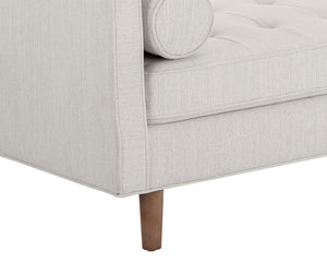 Sunpan Donnie Bench - Timeless Mid-Century Design with Faux Leather Upholstery and Birch Wood Base Natural / Mina Ivory