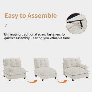 English Elm 138" Chenille Modular Cloud Sectional with Ottoman Deep Seat Lounge Sofa for Apartments W714S01683