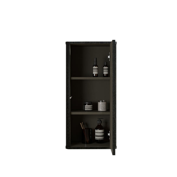 English Elm CC0414S306 Floating Side Cabinet with Curvy Safe Edges, Striped Texture, Push-Open Door & Shelves Black Brown W1865P248763