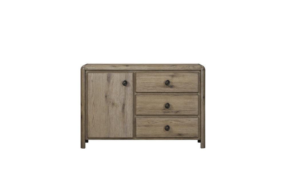 English Elm English Knotty Oak Veneer Accent Chest with Three Drawers for Living or Dining Rooms B2699P443197
