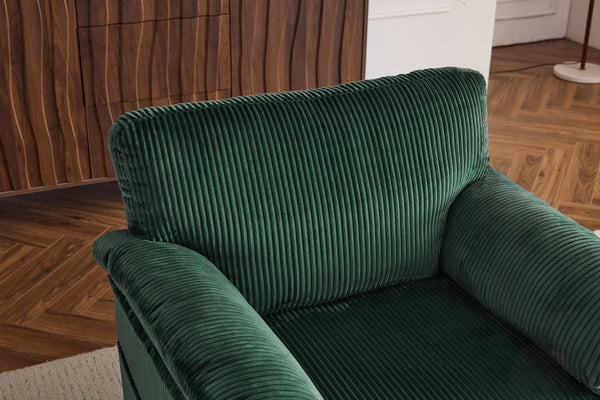 English Elm 33 Inch Oversized Swivel Corduroy Lounge Chair with Plush Chenille Cushioning and Support Springs Green W1829P265011