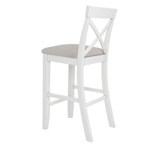 English Elm TOPMAX Farmhouse 48" Rectangular Wood Bar Height Dining Set with 2 Cushioned Stools, Space-Saving Design Beige,Brown+White N717P334716B