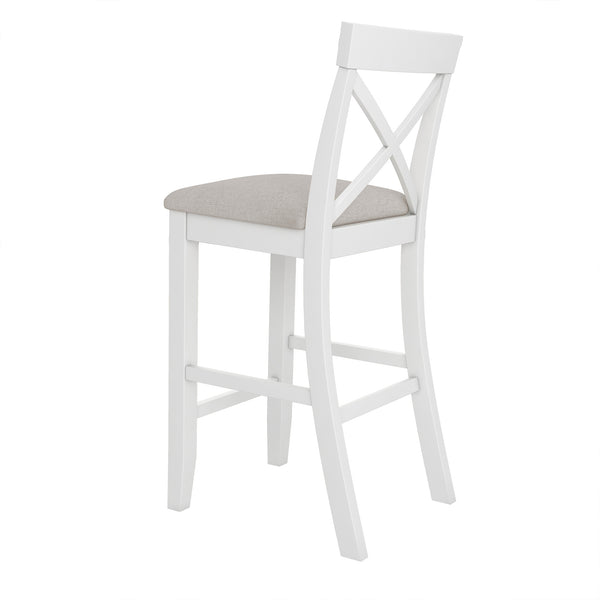 English Elm TOPMAX Farmhouse 48" Rectangular Wood Bar Height Dining Set with 2 Cushioned Stools, Space-Saving Design Beige,Brown+White N717P334716B