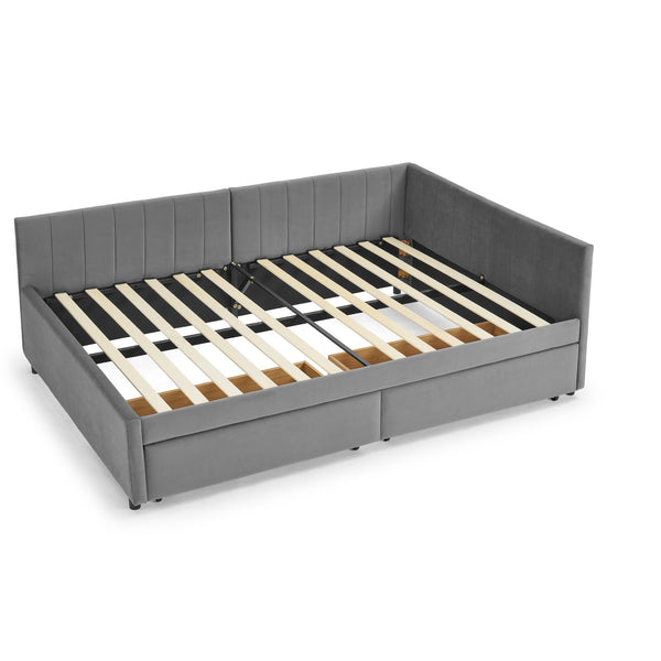 English Elm Full Size Upholstered Tufted Daybed With Storage Drawers - Chic Velvet Frame For Sofa & Sleep Needs W1413S00087