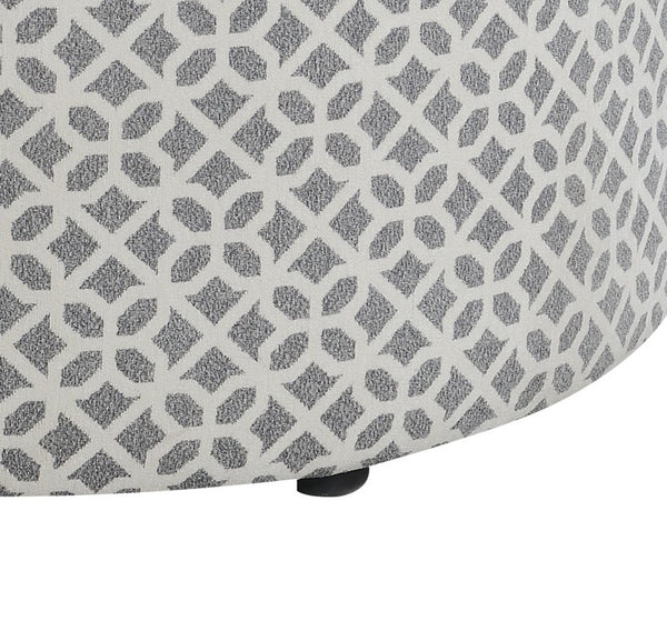 English Elm Wallace & Bay - Gray Round Ottoman — Contemporary Gray Lattice Accent Pouf with Engineered Wood Frame, 35" Square, Easy Care B2709P212485