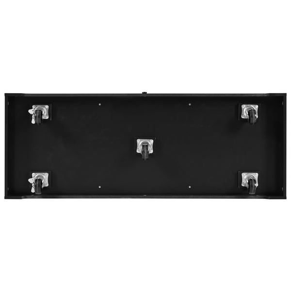 English Elm K&K Convertible 55.7" Folding Kitchen Island Cart with Power Outlet, Spice Rack, 5 Wheels, Multi-Use Black N707P186617B