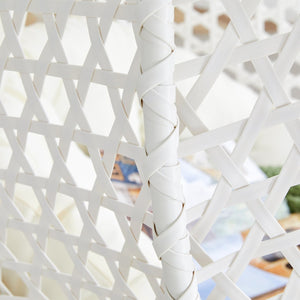 English Elm 76.8-inch Hand Woven Rattan Egg Swing Chair Indoor Outdoor with Cushion Lumbar Pillow White W1512P498593