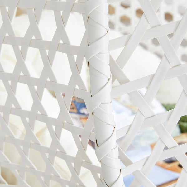 English Elm 76.8-inch Hand Woven Rattan Egg Swing Chair Indoor Outdoor with Cushion Lumbar Pillow White W1512P498593