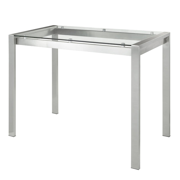 English Elm Fuji Contemporary Counter Table - Sleek Stainless Steel & Clear Glass For Modern Dining Spaces B202P223307
