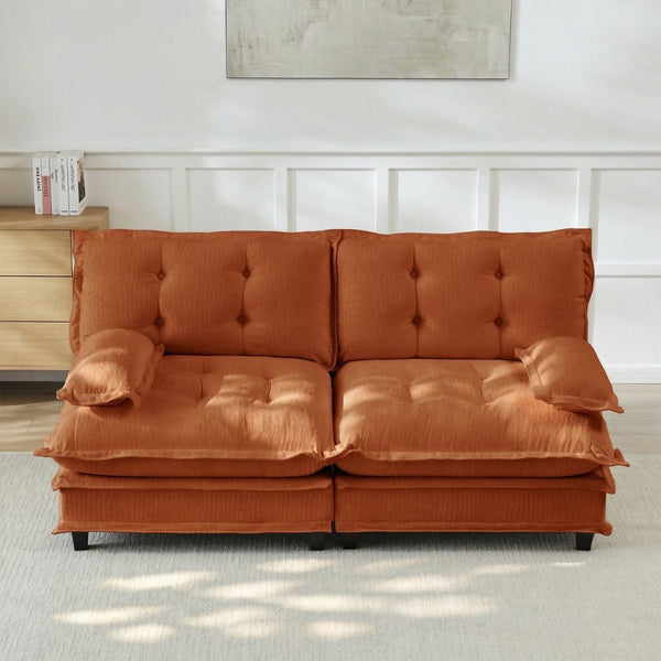 English Elm 77 Inch Cloud Loveseat Modular Chenille Sofa with Lattice Cushions for Any Room Orange W714S01734