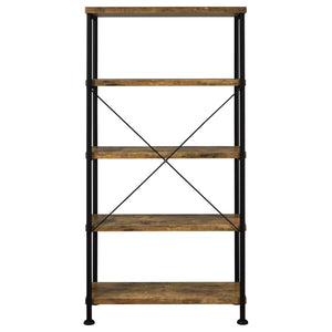 English Elm Avon Rustic Nutmeg 2-Piece Desk and Bookcase Set with 3 Drawers, 4-Tier Storage Shelves, Engineered Wood B062S01286