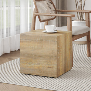 English Elm Elevate Your Living Space With This Square Modern Mdf Coffee Table That Showcases Smooth, Light Wood Color Texture Patterns. It Is Characterized By Stylish Design.15.7*15.7*15.7