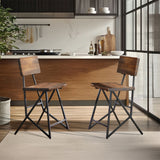 INK+IVY Trestle Industrial Counter Stool II101-0120 Reclaimed Brown/ Gun Metal