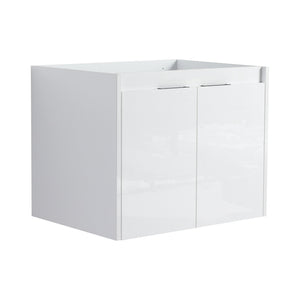 English Elm 24" Wall-Mounted Bathroom Vanity with Resin Sink, 2 Soft-Close Doors, Glossy White, Space-Saving Design W999P312081