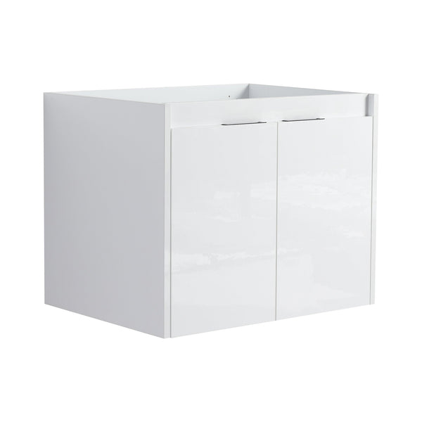 English Elm 24" Wall-Mounted Bathroom Vanity with Resin Sink, 2 Soft-Close Doors, Glossy White, Space-Saving Design W999P312081