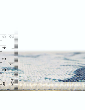 Unique Loom Outdoor Coastal Marmaris Machine Made Solid Print Rug Ivory, Navy Blue/Green 7' 10" x 7' 10"