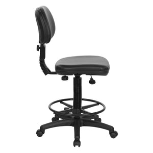 OSP Home Furnishings Sculptured Vinyl Drafting Chair Ergonomic Adjustable Seat for Lab or Tall Workstation Use DC517V