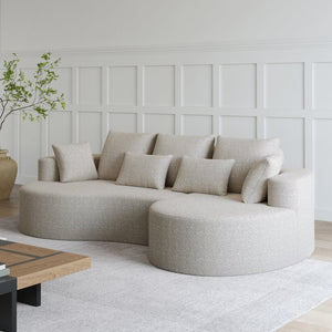 English Elm Modern Chenille Cloud Sectional Sofa Deep Curved 4 Seat Modular Couch for Living Room W834S00489