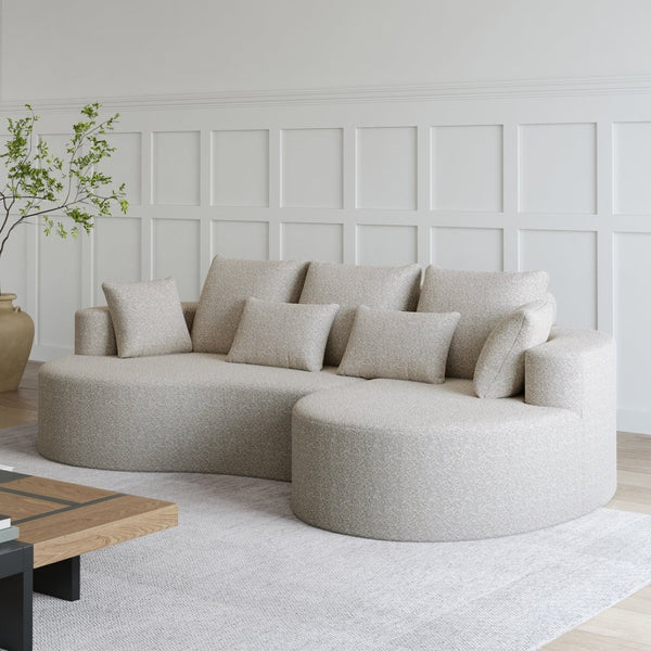 English Elm Modern Chenille Cloud Sectional Sofa Deep Curved 4 Seat Modular Couch for Living Room W834S00489