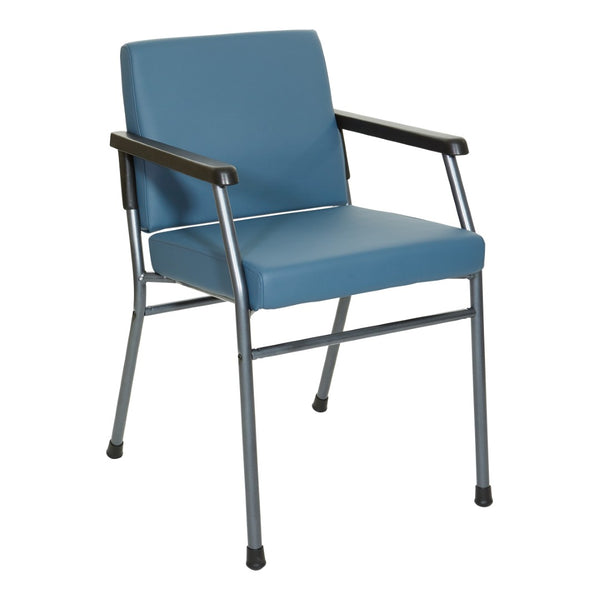 OSP Home Furnishings Big Tall Bariatric Patient Chair with Pu Padded Arms and Titanium Frame for Medical Waiting Blue BC9601HT-R105