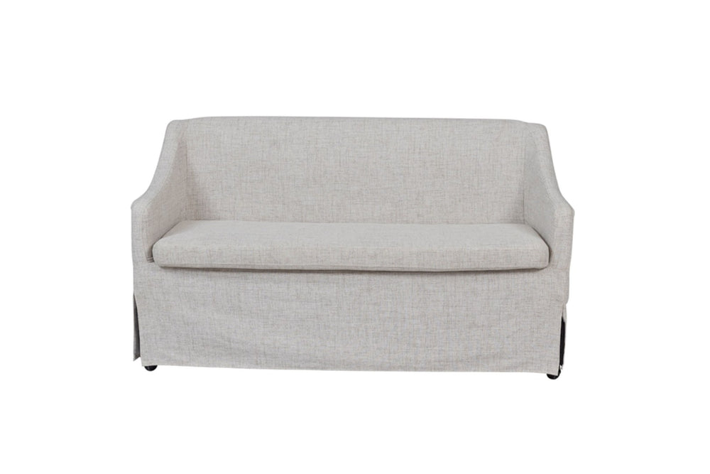 English Elm Slip Covered Two Seat Settee with Casters for Easy Living Room Repositioning B2699P224816