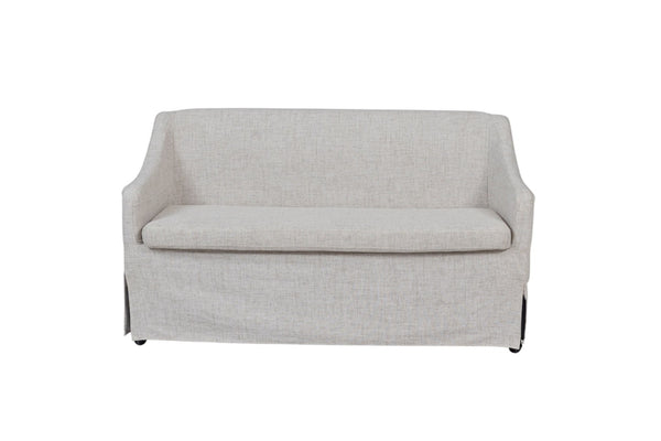 English Elm Slip Covered Two Seat Settee with Casters for Easy Living Room Repositioning B2699P224816