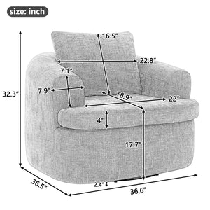 English Elm 360° Swivel Sofa Chair with Dual-Layer Cushion, Tufted Back & Iron Base for Living Room Comfort Brown N719P351870D