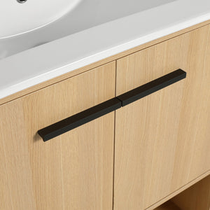 English Elm 30" Bathroom Vanity With Integrated Ceramic Sink, Soft-Close Doors & Open Shelf For Easy Storage W1972S00017