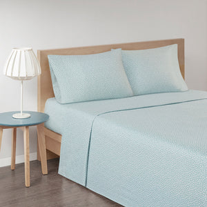 JLA Home True North by Sleep Philosophy - Printed ultra-soft cotton flannel sheet set — brushed warmth, OEKO-TEX certified, cozy winter comfort Aqua Dots TN20-0359