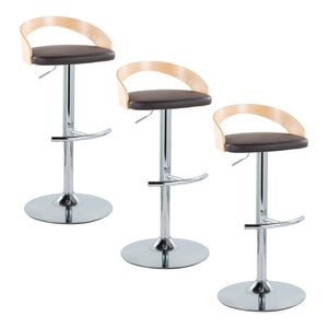English Elm Adjustable Swivel Barstools Set of 3 Faux Leather Chrome Base Kitchen Counter B202S02031