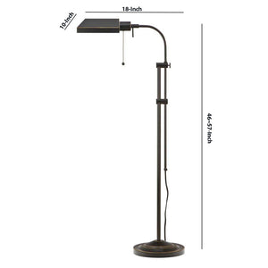 English Elm Metal Adjustable Floor Lamp with Rectangular Shade and Dark Bronze Architectural Finish B056P416797
