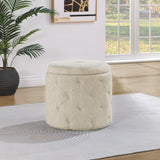 OSP Home Furnishings Erindale Round Storage Ottoman Linen