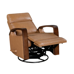 English Elm Luxurious swivel glider recliner chair with top-grain leather, plush foam over coils and sturdy frame Camel 32.5 L x 32 W x 26 H B011P395824