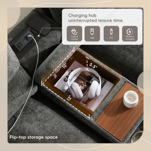 English Elm 142'' Modular Sectional Sofa - 6 Seats, Movable Ottoman, Usb Charging, Chic Chenille Style N723S9777E-GIGA