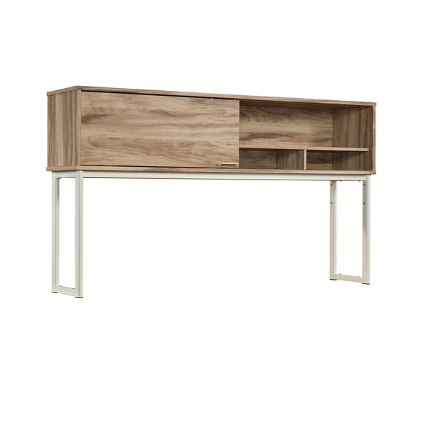 English Elm Hutch, Sleek Brown Office Storage With Hidden Compartment & Open Shelves – Ideal For Modern Workspaces B356P367841